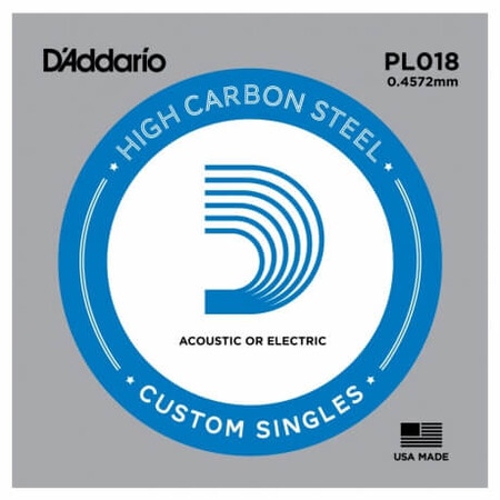 D'Addario PL018 Plain Steel Elektro Gitar Tek Tel