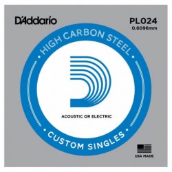 D'Addario PL024 Plain Steel Elektro Gitar Tek Tel - 1
