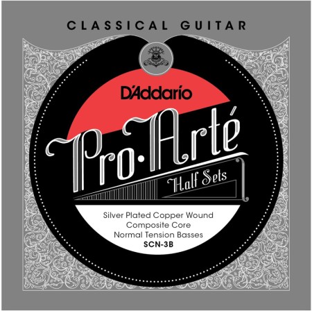 D'Addario SCN-3B Half Set Üst 3 Tel Pro-Arte Normal Tension Klasik Gitar Teli (Sadece Bas Teller)