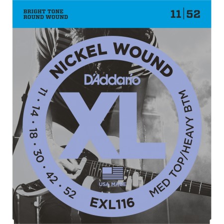 D'Addario XL116 Medium Top / Heavy Bottom Elektro Gitar Tel Takımı (11-52) - Thumbnail