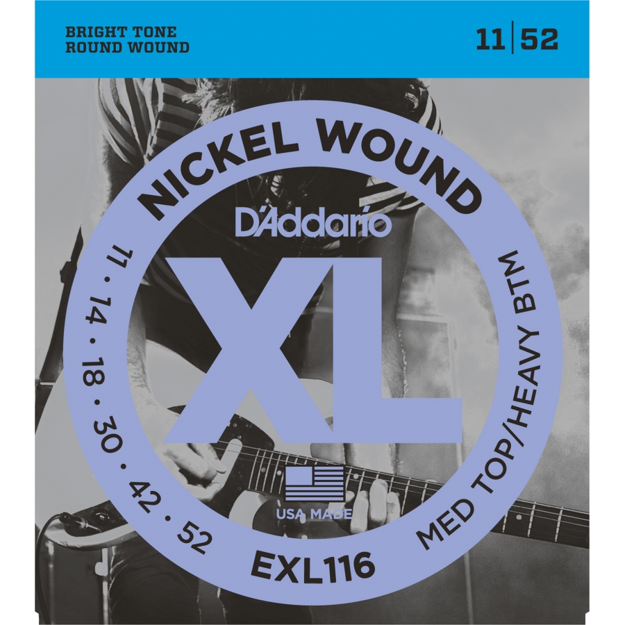 D'Addario EXL116 Medium Top / Heavy Bottom Elektro Gitar Tel Takımı (11-52) - 1