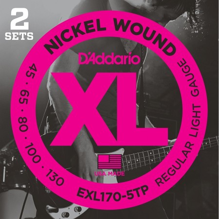 D'Addario XL170-5TP 45-130 Nickel Wound 5 Telli-2'li Set Bas Gitar Tel Takımı