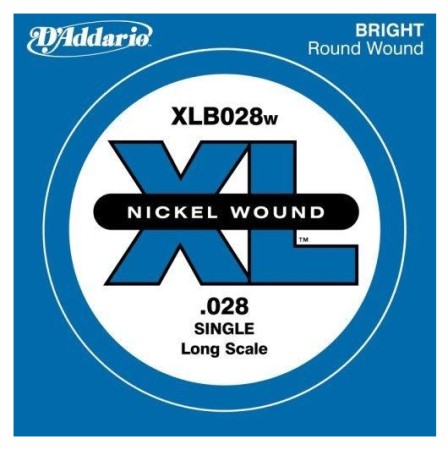 DAddario - D'Addario XLB028W Nickel Wound Single Long Scale Bas Gitar Tek Tel