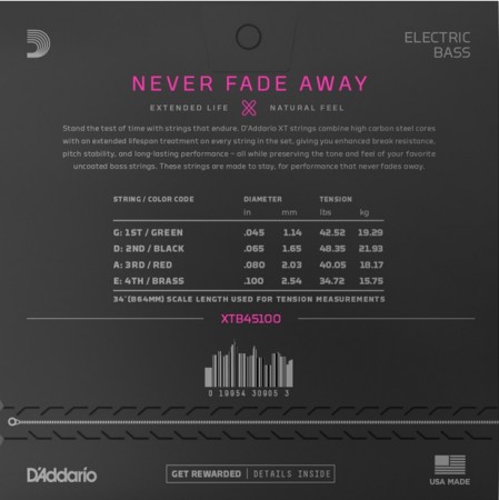 D'Addario XTB45100 Regular Light / Long Scale Bas Gitar Teli - 2