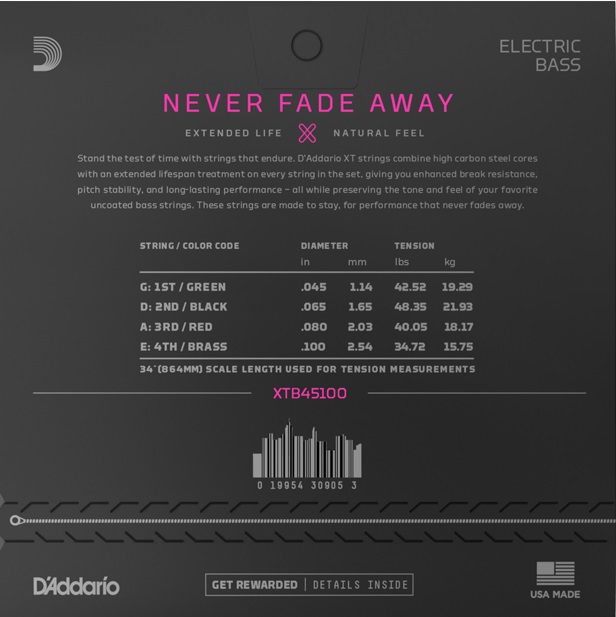 D'Addario XTB45100 Regular Light / Long Scale Bas Gitar Teli - 2