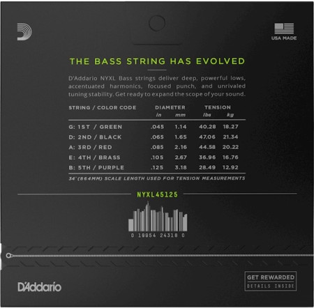 Bas Gitar Tel Seti, Nyxl Serisi, Long Scale, 5 Tel - 2