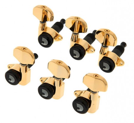 PlanetWaves PWAT-333L 3+3 Kilitli Akustik & Elektro Gitar Burgu Takımı Gold - DAddario