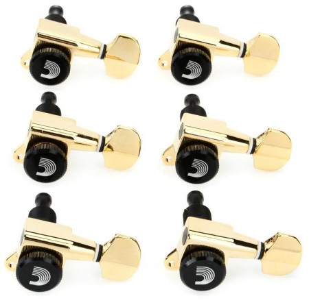 PlanetWaves PWAT-6R3 Tek Sıra Kilitli Elektro Gitar Burgu Takımı Gold - DAddario