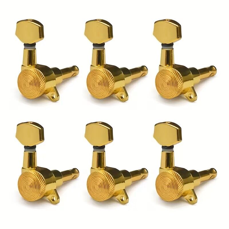 Derjung 6 Sıra Sağ Dizilim Kilitli Elektro Gitar Burgu Takımı (6-in-line) – Dark Gold - 1