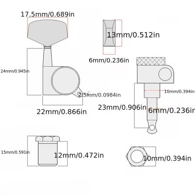 Derjung 6 Sıra Sağ Dizilim Kilitli Elektro Gitar Burgu Takımı (6-in-line) – Gold - 3
