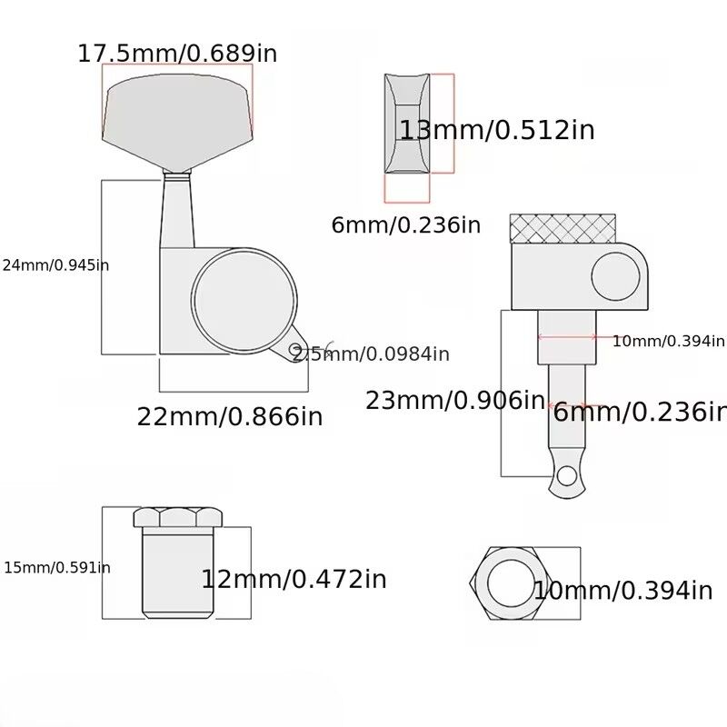 Derjung 6 Sıra Sağ Dizilim Kilitli Elektro Gitar Burgu Takımı (6-in-line) – Gold - 3