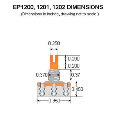 Dimarzio EP1202 1 Meg Tone Custom Taper Potansiyometre - Thumbnail