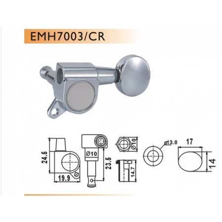 D Parts EMH7003 Tek Sıra Elektro Gitar Burgusu Krom - Thumbnail