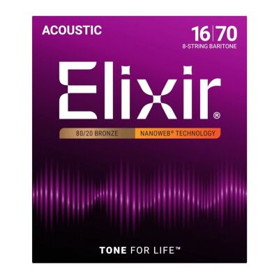 Elixir 016-070 Baritone Strings 8-String Nanoweb Bronze - Elixir