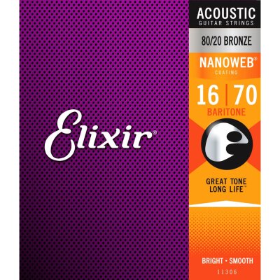 Elixir 11306 Baritone Akustik Gitar Teli (16-70) - 1