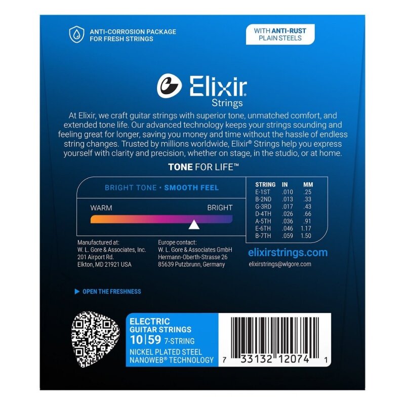Elixir 12074 Nanoweb Light/Heavy 7 Telli Elektro Gitar Teli (10-59) - 4