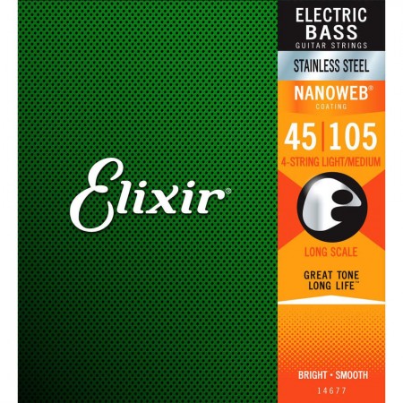 Elixir - Elixir 14677 45-105 Nanoweb 4 Telli Bas Gitar Tel Takımı