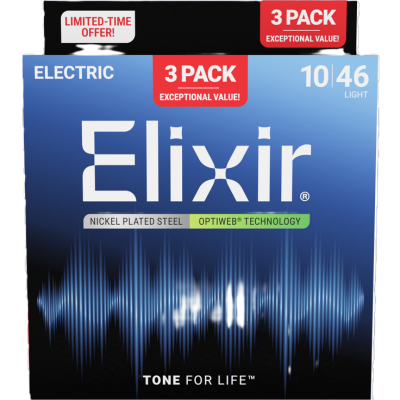 Elixir 16572 Optiweb Nickel Plated Elektro Gitar Teli 3'lü Set Yeni Paket - Elixir