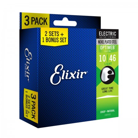 Elixir 16552 Optiweb Nickel Plated Elektro Gitar Teli 3'lü Set - Thumbnail