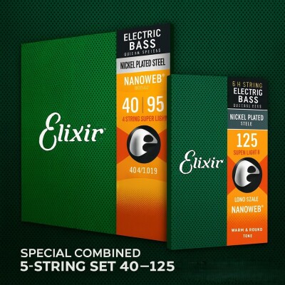 Elixir 5 Telli Bas Gitar Teli Seti (40–125) – Özel Kompozit Set - Elixir
