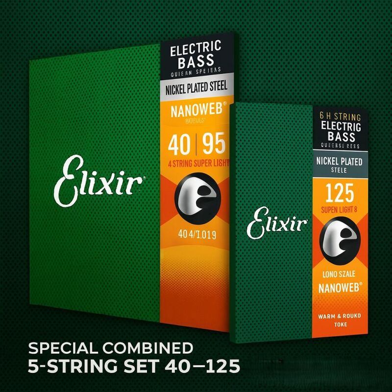 Elixir 5 Telli Bas Gitar Teli Seti (40–125) – Özel Kompozit Set - 1