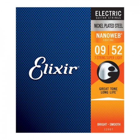 Elixir - Elixir Nanoweb 12007 Super Light 7 Telli Elektro Gitar Teli (009 - 052)