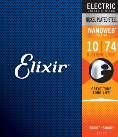 Elixir - Elixir Nanoweb 12062 Light 8 Telli Elektro Gitar Teli (010 - 074)