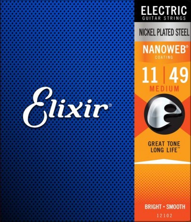 Elixir Nanoweb 12102 Medium Elektro Gitar Teli (11-49)
