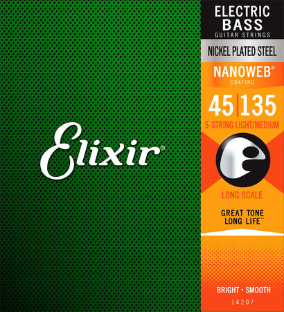 Elixir Nanoweb Light Medium 14207 5 Telli Bas Gitar Teli (045-135) - Thumbnail