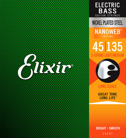 Elixir Nanoweb Light Medium 14207 5 Telli Bas Gitar Teli (045-135) - 1