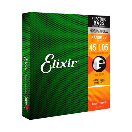 Elixir Nanoweb Medium 14077 Long Scale 4 Telli Bas Gitar Teli (045-105) - Thumbnail