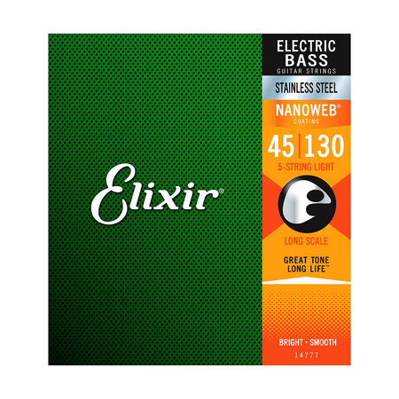 Elixir - Elixir Nanoweb Medium Stainless Steel 14777 5 Telli Bas Gitar Teli (045-130)