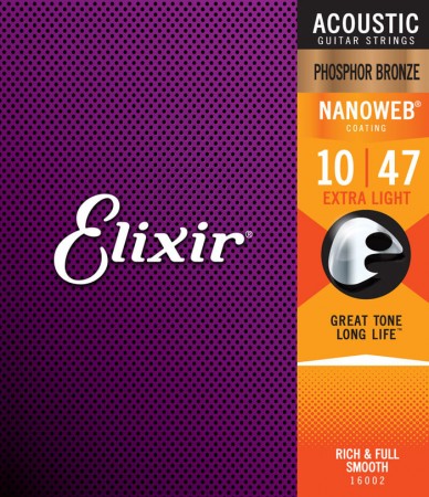 Elixir 16002 Nanoweb Phosphor Bronze Akustik Gitar Teli (10-47)