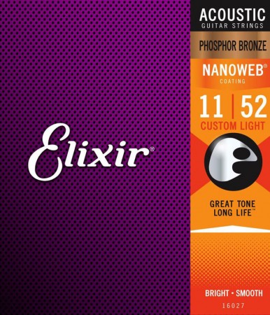 Elixir 16027 Nanoweb Phosphor Bronze Akustik Gitar Teli (11-52)