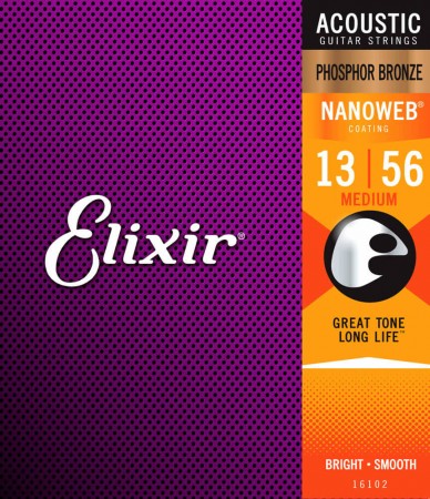Elixir - Elixir Nanoweb Phosphor Bronze 16102 Akustik Gitar Teli (13-56)