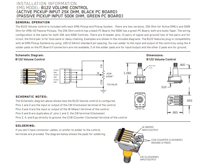 EMG 25K Split Shaft Volume Potentiometer - 3