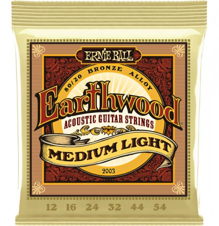 Ernie Ball 2003 Earthwood Medium Light 80/20 Bronze 12 54 Akustik Gitar Teli