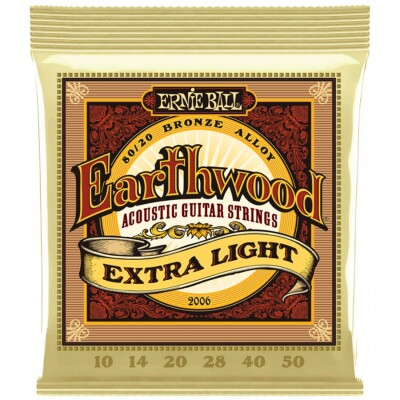 Ernie Ball 2006 Earthwood Extra Light 80/20 Bronze 10 50 Akustik Gitar Teli - Ernie Ball