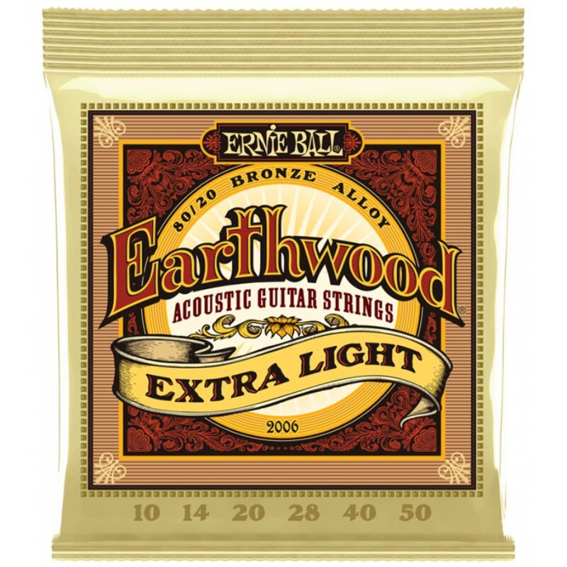 Ernie Ball 2006 Earthwood Extra Light 80/20 Bronze 10 50 Akustik Gitar Teli - 1