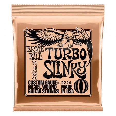 Ernie Ball 2224 Nickel Turbo Slinky Elektro Gitar 9.5-46 Tel Takımı