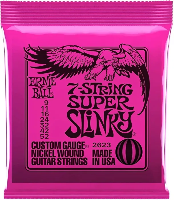 Ernie Ball Super Slinky 9-52 7 Telli Nickel Wound Elektro Gitar Tel Takımı - 1