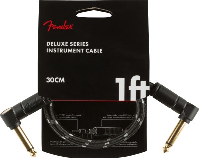 Deluxe Series Instrument Cable, Angle/Angle, 1', Black Tweed - Fender