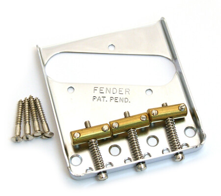 Fender - Fender 3-Saddle American Vintage Telecaster Bridge Assembly with Brass Saddles (Chrome)
