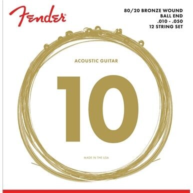 Fender - Fender 80/20 Bronze Ball End 10-50 12 Telli Akustik Gitar Tel Takımı