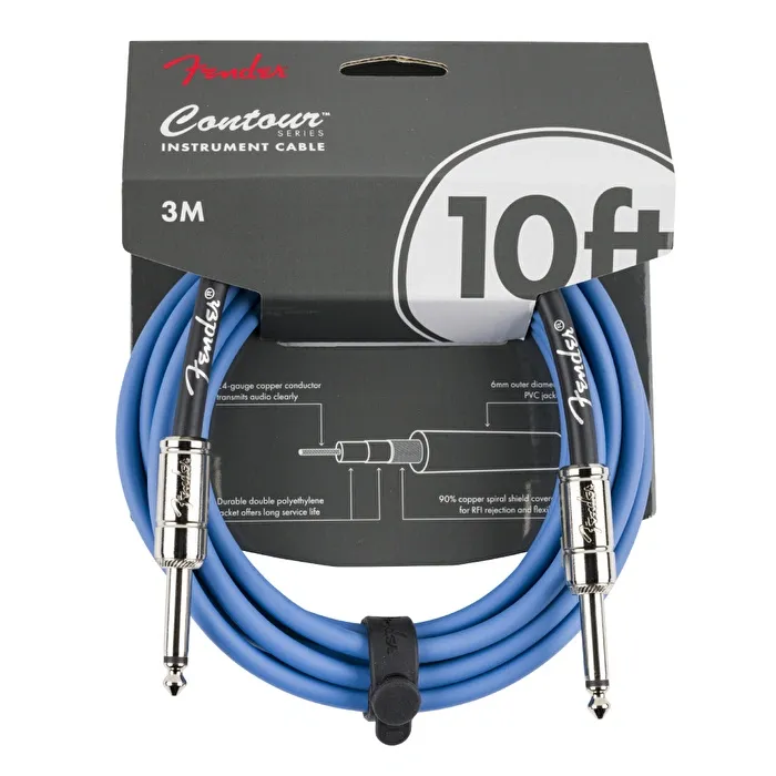 Fender Contour Serisi 3 metre Açık Metalik Mavi Enstrüman Kablosu - 1