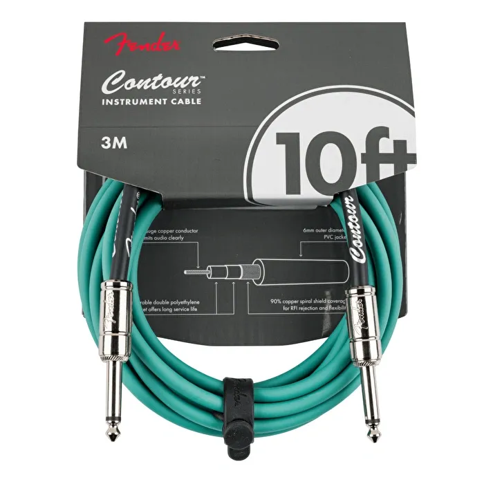 Fender Contour Serisi 3 metre Enstrüman Kablosu Klasik Fender Yeşili - 1