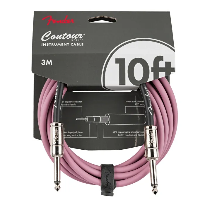 Fender Contour Serisi 3 metre Şarap Pembesi Enstrüman Kablosu - 1
