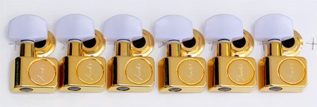 Fender Deluxe Gold White Pearloid Buttons Elektro Gitar Burgu Takımı - Fender