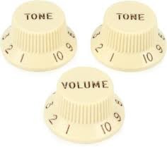 Fender Stratocaster Solak Knobs, Aged White, Set of 3 (W/T/T) - 2