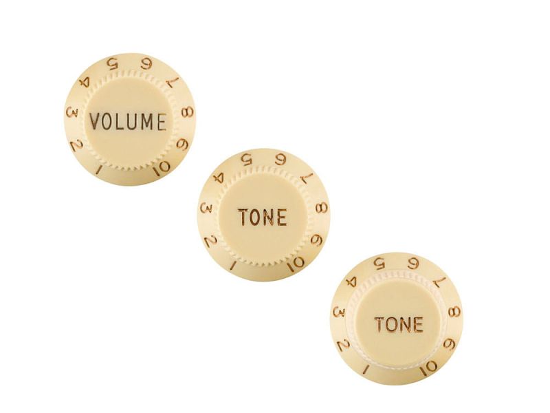 Fender Stratocaster Solak Knobs, Aged White, Set of 3 (W/T/T) - 1